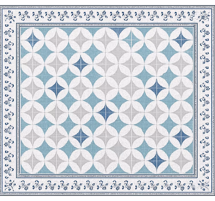Store enrouleur salon style carreaux bleus vintage - TenStickers