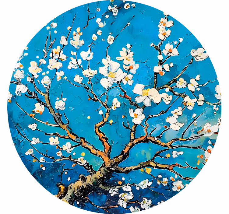 Store enrouleur chambre motif fleuri bleu rond - TenStickers