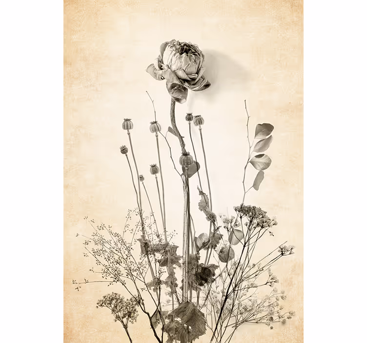 Store enrouleur chambre bouquet de fleurs sur fond beige - TenStickers
