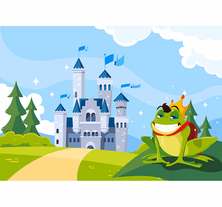 Store enrouleur chambre enfant prince grenouille château - TenStickers