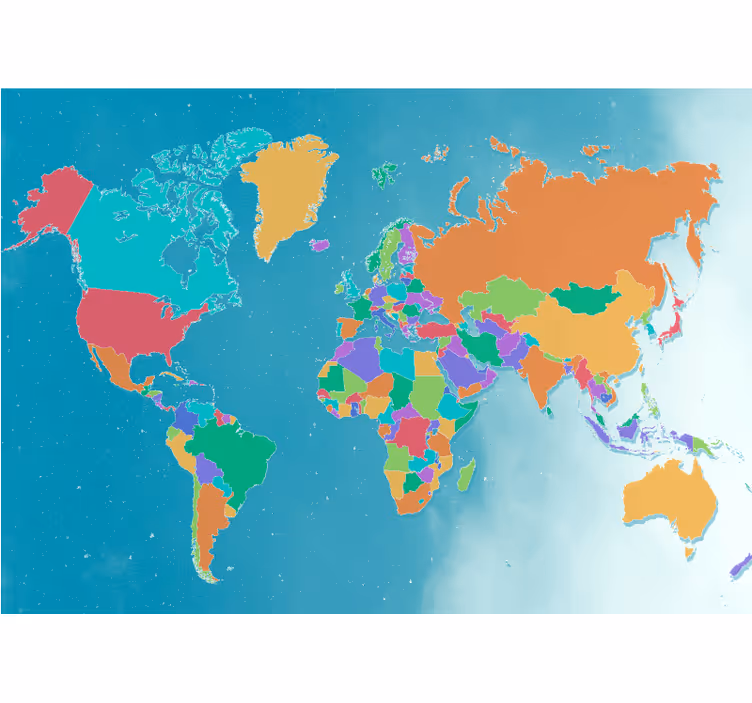 Store enrouleur chambre enfant carte du monde colorée - TenStickers