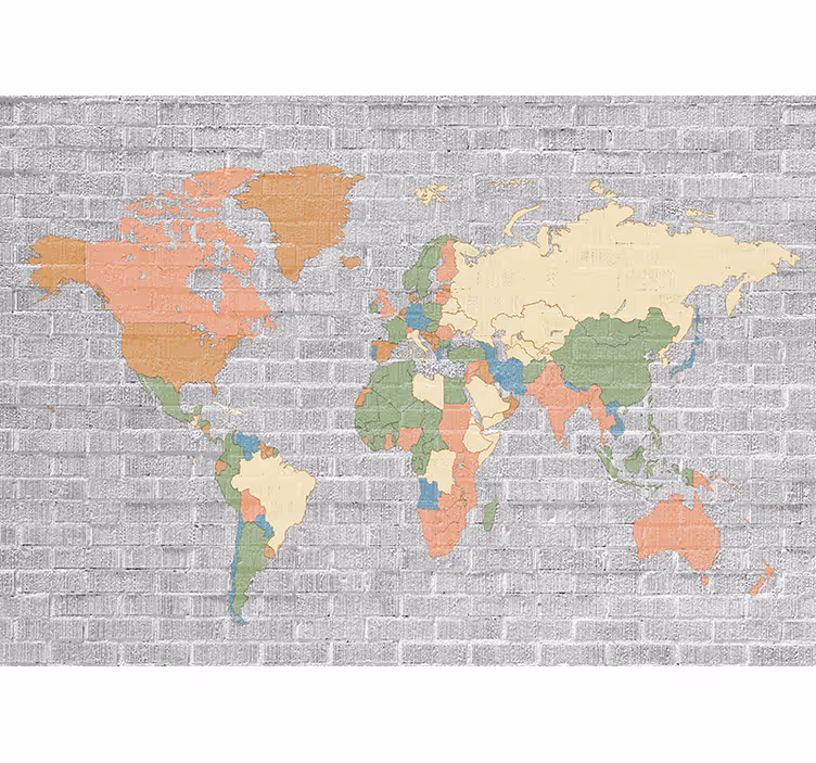 Store enrouleur chambre enfant carte monde vintage pierre - TenStickers