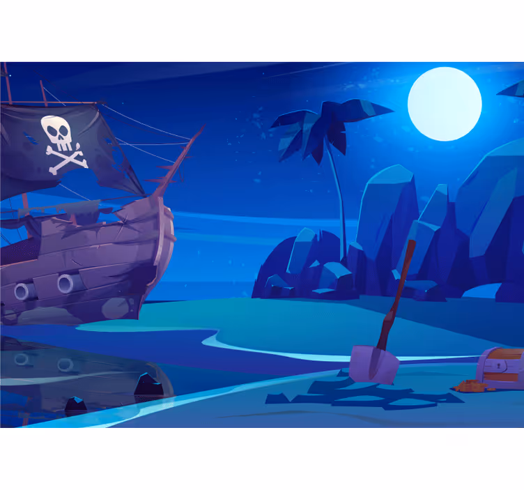 Store enrouleur chambre enfant bateau pirate nocturne - TenStickers