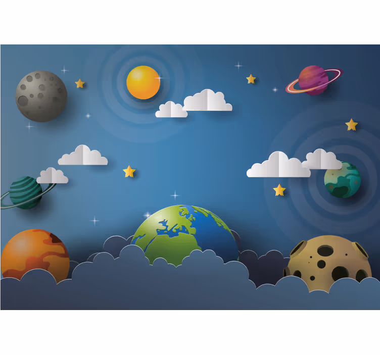 Store enrouleur chambre enfant planètes dessinées en ligne - TenStickers