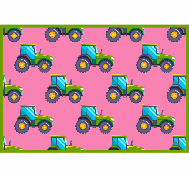 Store enrouleur chambre enfant motif tracteur rose et vert - TenStickers