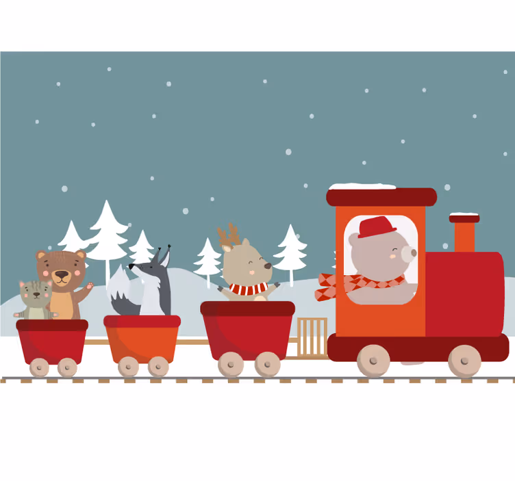Store enrouleur chambre enfant animaux dans le train - TenStickers