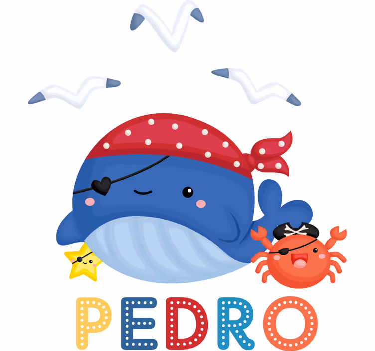 Store enrouleur chambre enfant baleine pirate bleue - TenStickers