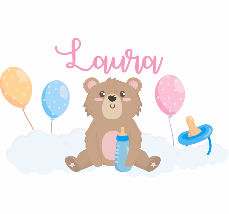 Store enrouleur chambre enfant ours mignon avec nom - TenStickers