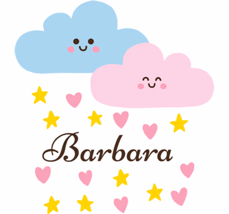 Store enrouleur chambre enfant nuage rose et bleu avec nom - TenStickers