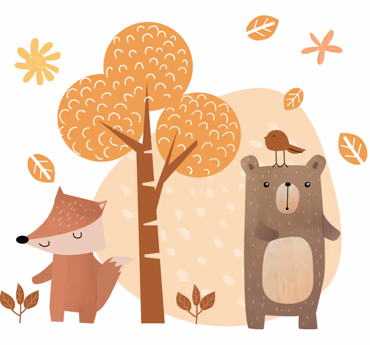 Store enrouleur chambre enfant animaux et arbre - TenStickers
