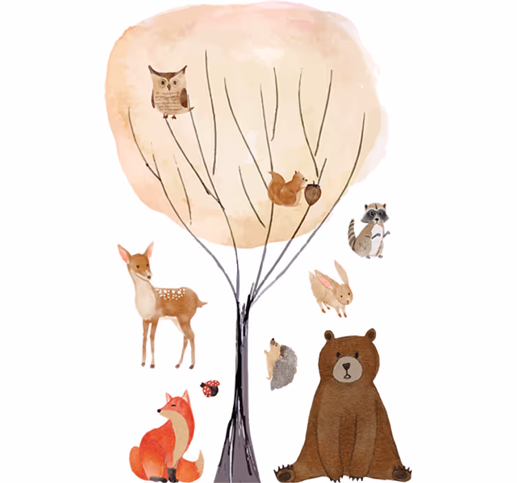 Store enrouleur chambre enfant animaux de la forêt - TenStickers