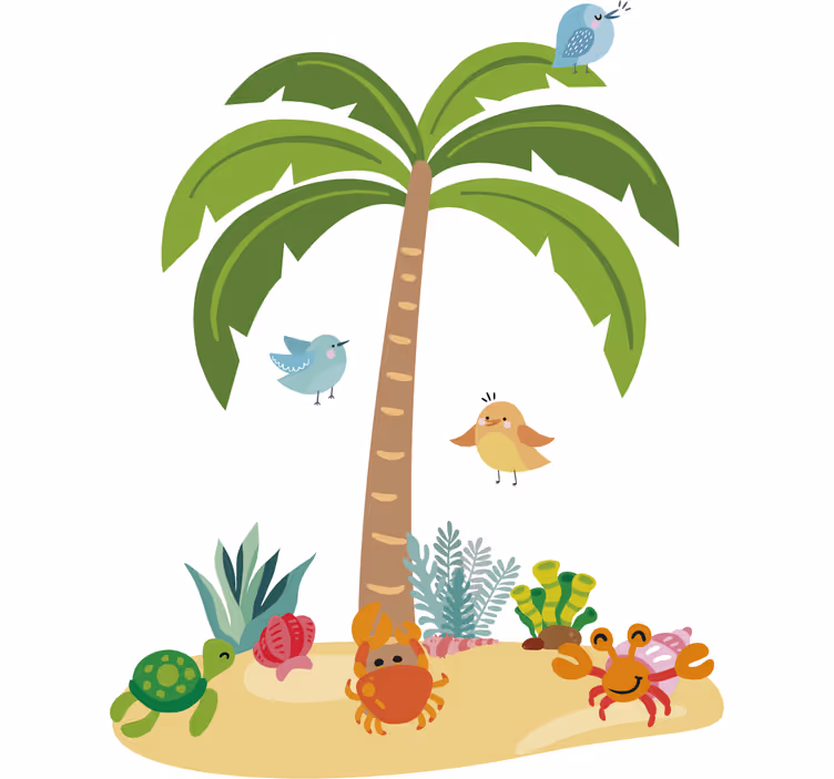 Store enrouleur chambre enfant palmiers et animaux marins - TenStickers