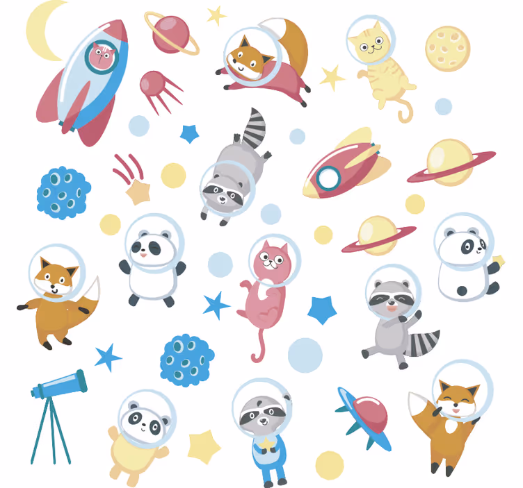 Store enrouleur chambre enfant animaux dans l'espace - TenStickers