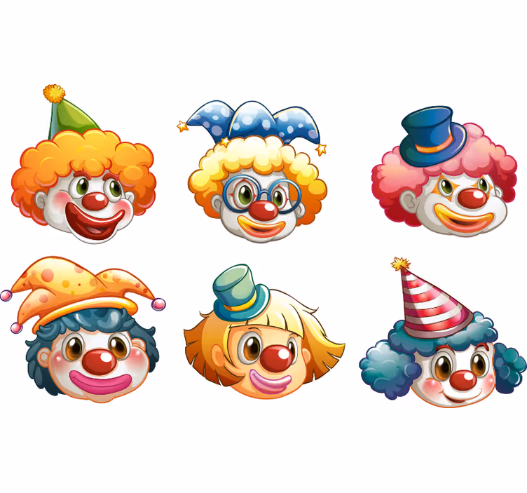 Store enrouleur chambre enfant visages de clowns colorés - TenStickers