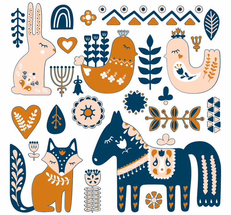 Store enrouleur chambre enfant animaux forêt nordique - TenStickers