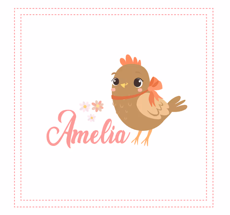 Store enrouleur chambre enfant poulette avec ruban et nom - TenStickers