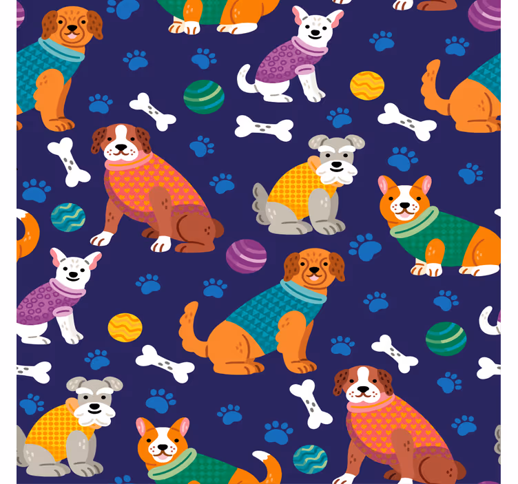 Store enrouleur chambre enfant motif chiens colorés - TenStickers