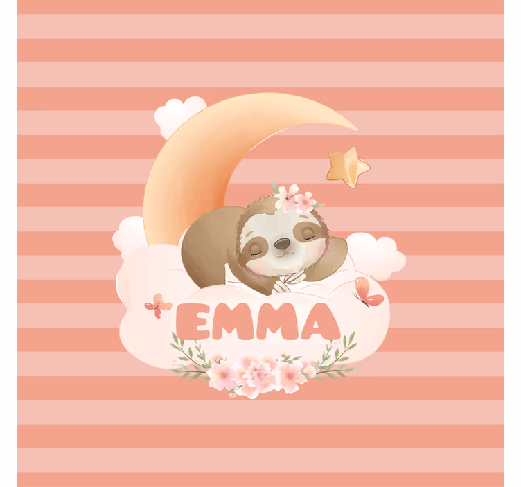 Store enrouleur chambre enfant paresseux mignon avec nom - TenStickers