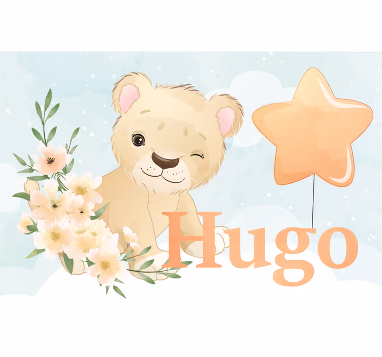Store enrouleur chambre enfant lion mignon avec nom - TenStickers