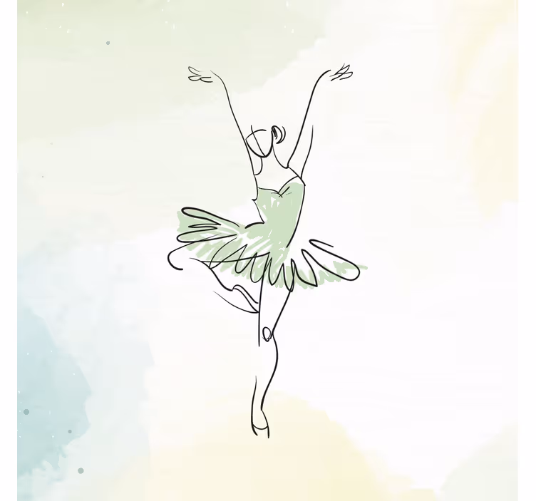 Store enrouleur chambre enfant ballerine en pose line art - TenStickers