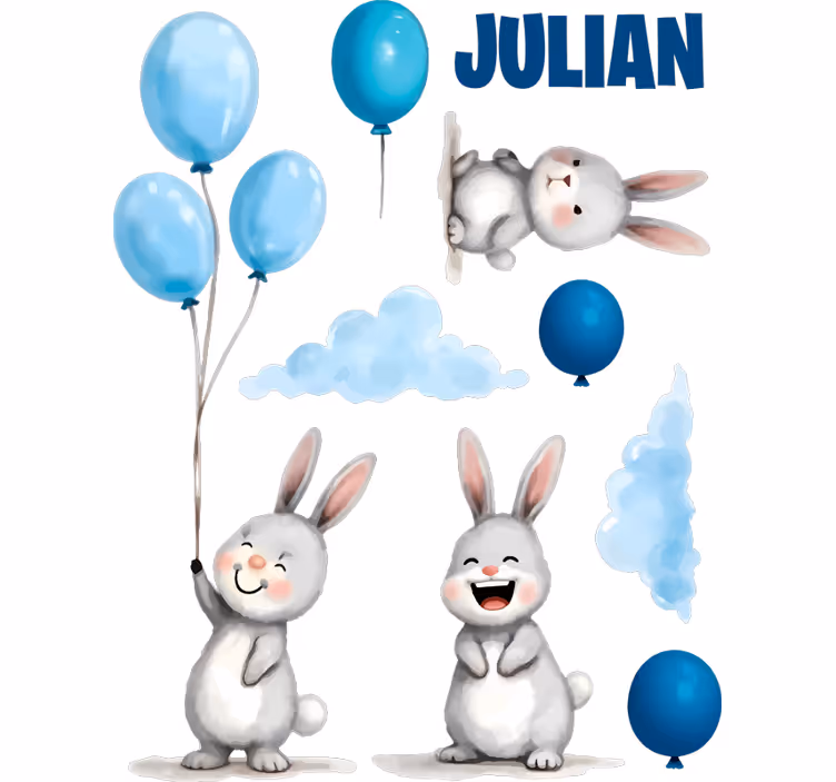Store enrouleur chambre enfant ballons bleus et lapins - TenStickers