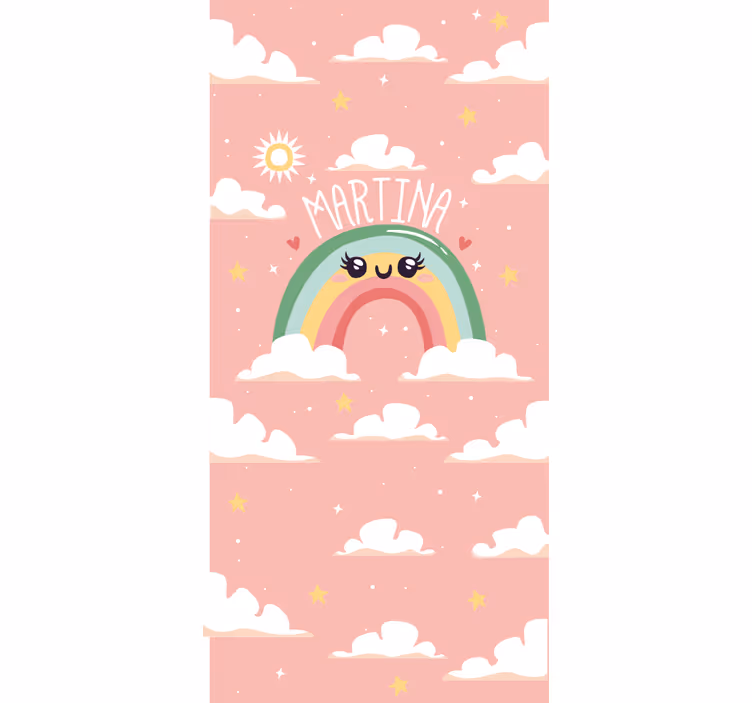 Store enrouleur chambre enfant joli arc-en-ciel avec nom - TenStickers