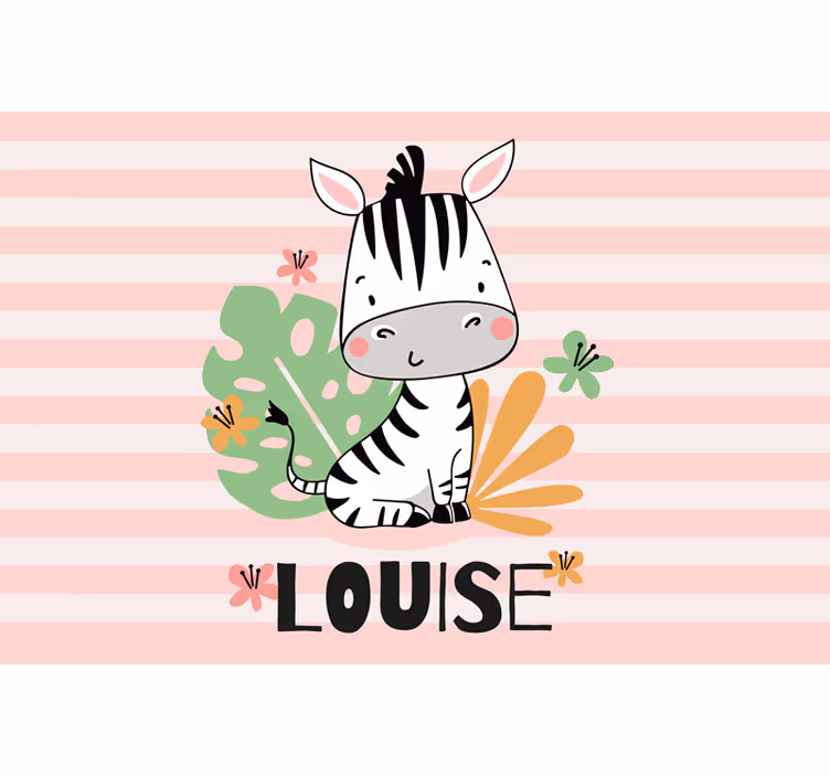 Store enrouleur chambre enfant zèbre beau avec prénom - TenStickers
