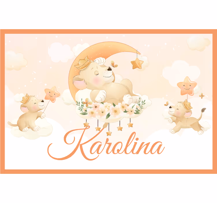 Store enrouleur chambre enfant animaux mignons lion prénom - TenStickers