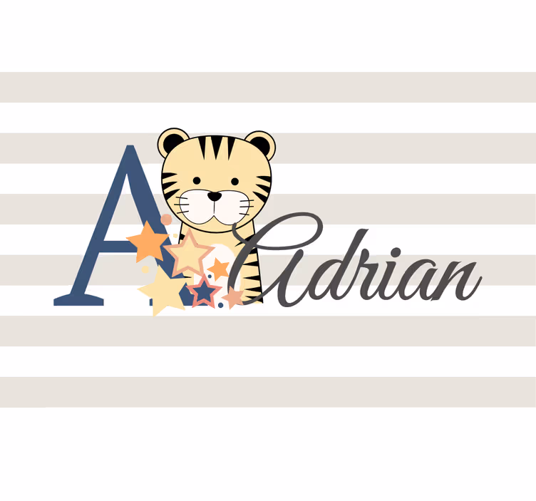 Store enrouleur chambre enfant tigre mignon avec nom - TenStickers