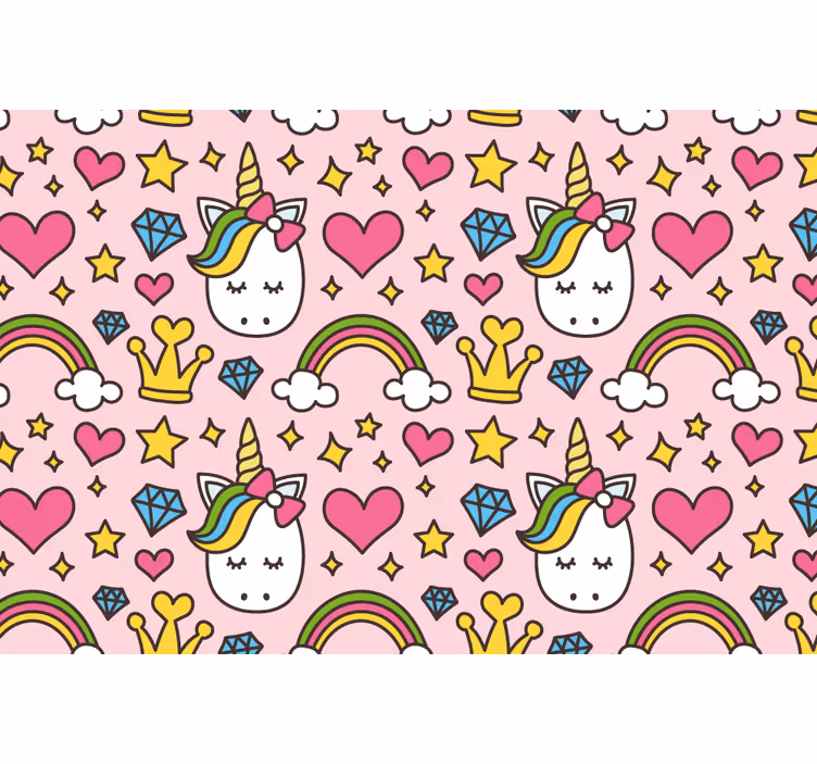Store enrouleur chambre enfant arc-en-ciel et licornes - TenStickers