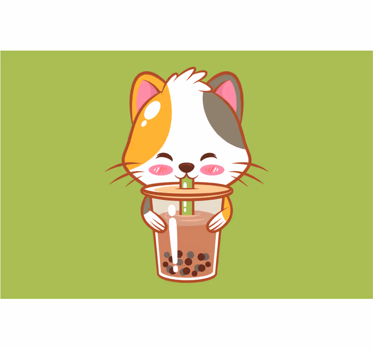 Store enrouleur chambre enfant chat buvant du chocolat - TenStickers