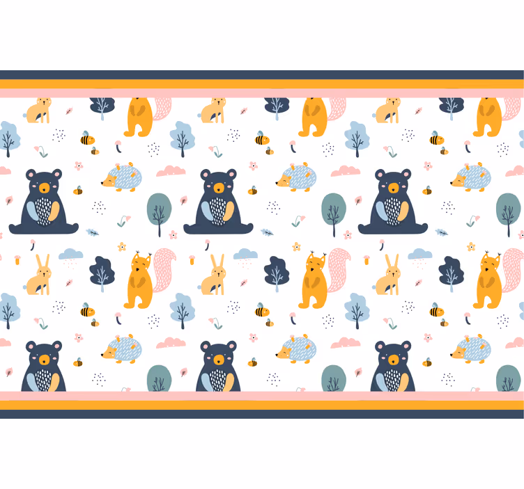 Store enrouleur chambre enfant écureuils colorés et ours - TenStickers