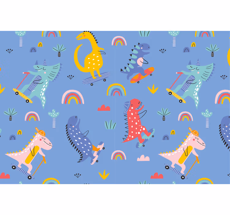 Store enrouleur chambre enfant dinosaures skateurs mignons - TenStickers