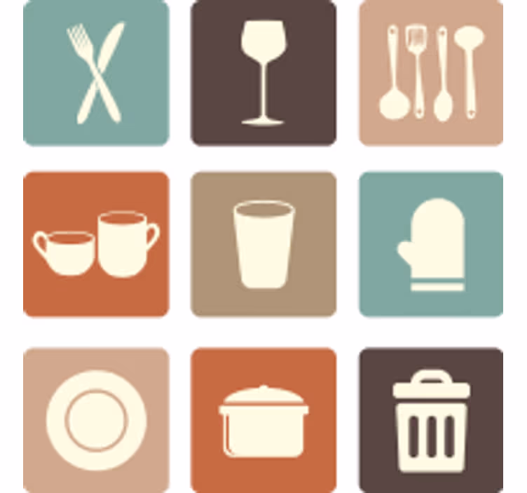 Store enrouleur cuisine icônes tiroirs cuisine - TenStickers