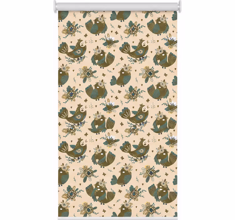 Store enrouleur cuisine motif oriental oiseaux et fleurs - TenStickers