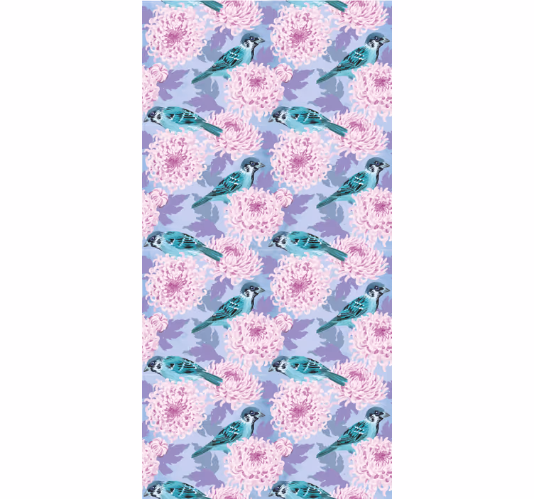Store enrouleur cuisine fleurs de jardin roses et oiseaux - TenStickers
