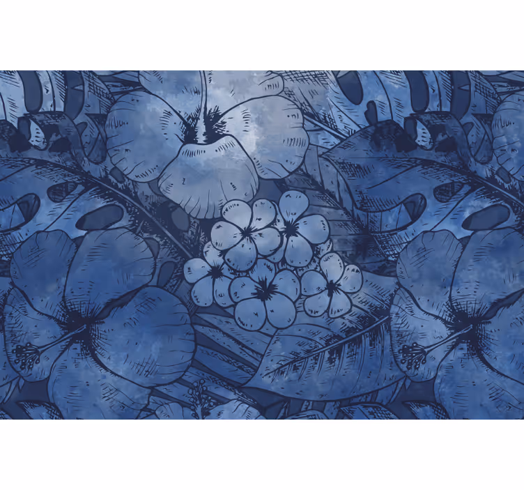 Store enrouleur bleu fleurs aquarelle - TenStickers