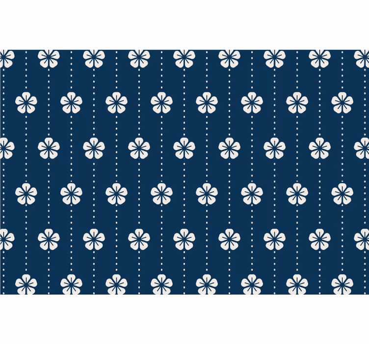 Store enrouleur bleu lignes florales bleues - TenStickers