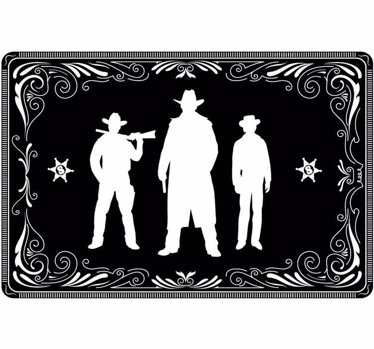 Store enrouleur noir motif cowboys et chevaux - TenStickers