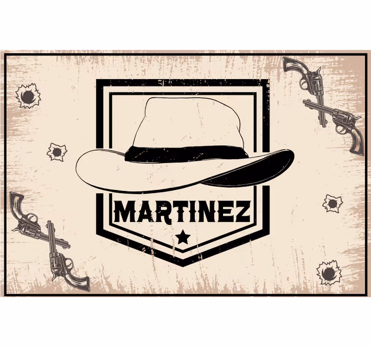 Store enrouleur beige chapeau de cowboy avec nom - TenStickers
