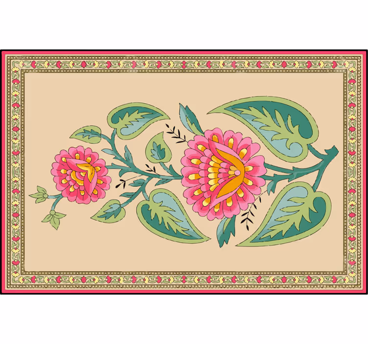 Store enrouleur beige motif fleurs mogholes - TenStickers