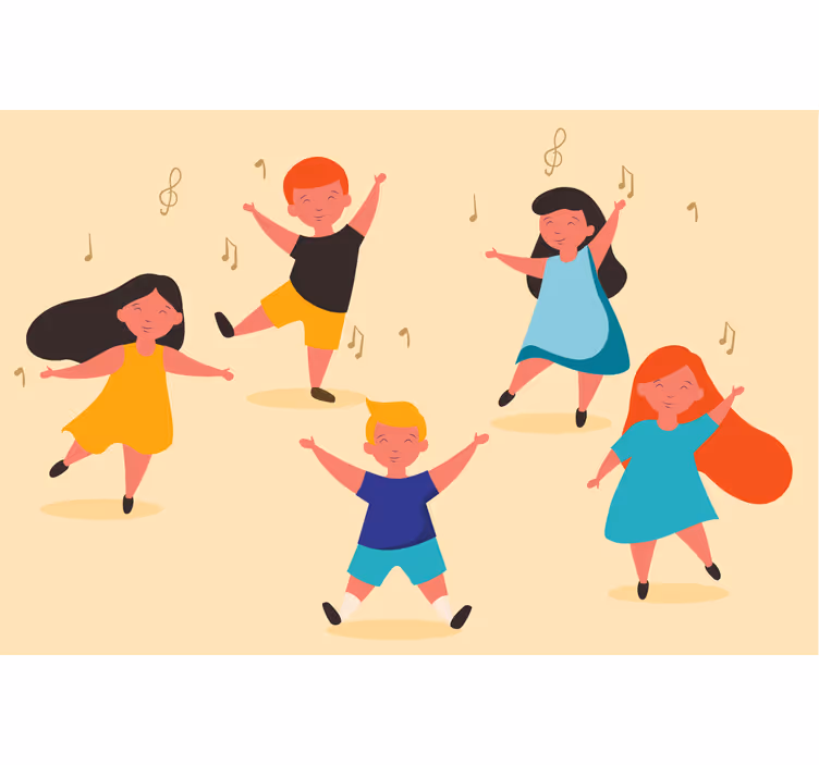 Store enrouleur beige enfants dansants - TenStickers