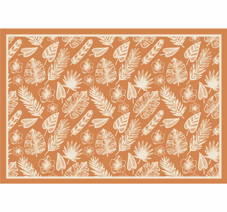 Store enrouleur extérieur feuilles blanches sur fond orange - TenStickers