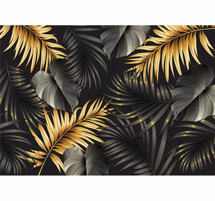 Store enrouleur chambre effet 3d plantes dorées - TenStickers