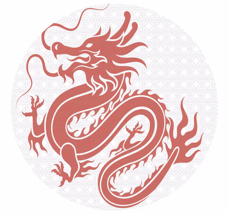 Store enrouleur chambre dragons tibétains fond blanc - TenStickers