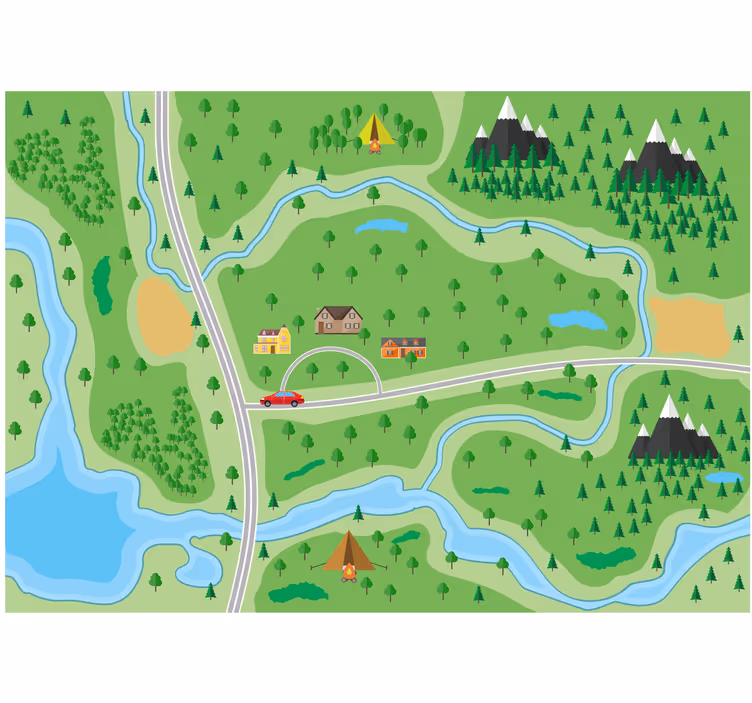 Store enrouleur chambre enfant carte routière montagne - TenStickers