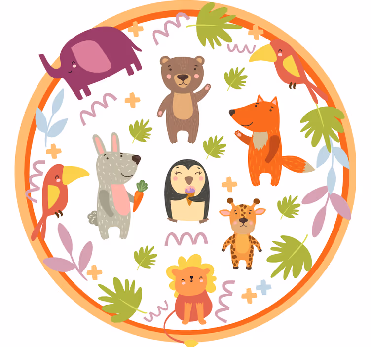 Store enrouleur chambre enfant animaux de zoo mignons - TenStickers
