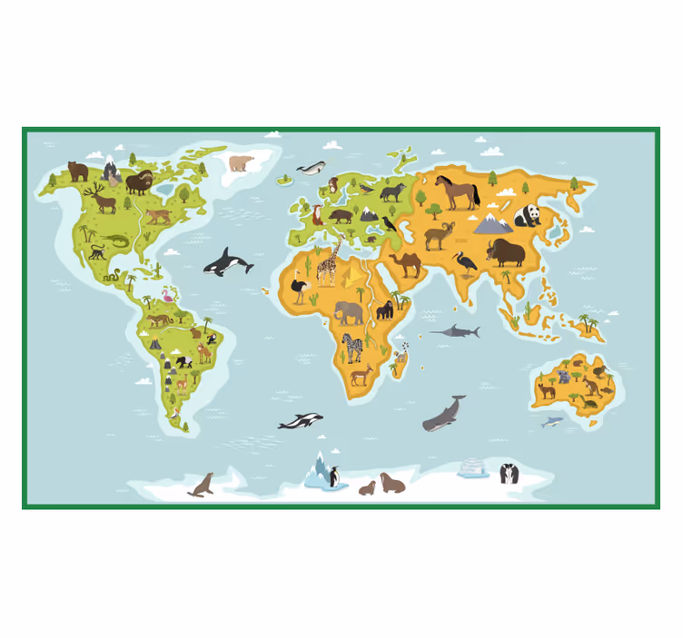 Store enrouleur chambre enfant carte du monde vintage - TenStickers
