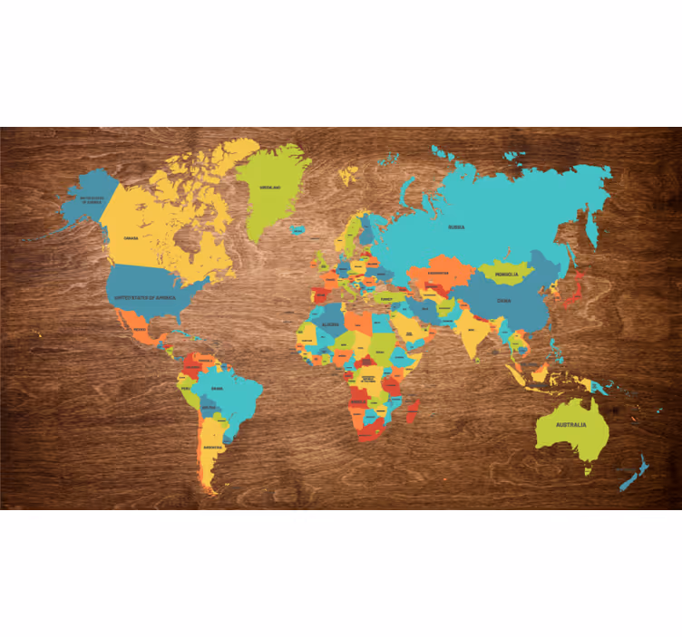 Store enrouleur chambre enfant carte du monde en bois - TenStickers