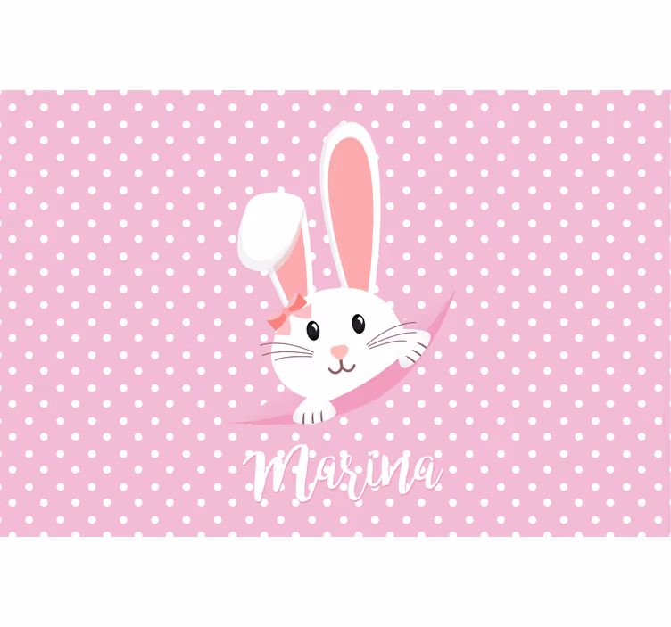 Store enrouleur chambre enfant joli lapin avec nom - TenStickers